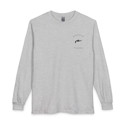 Pennsylvania  Hammond  Lake  Long  Sleeve  Fishing  T-shirt  front  position  view  from  front  sport  grey.webp
