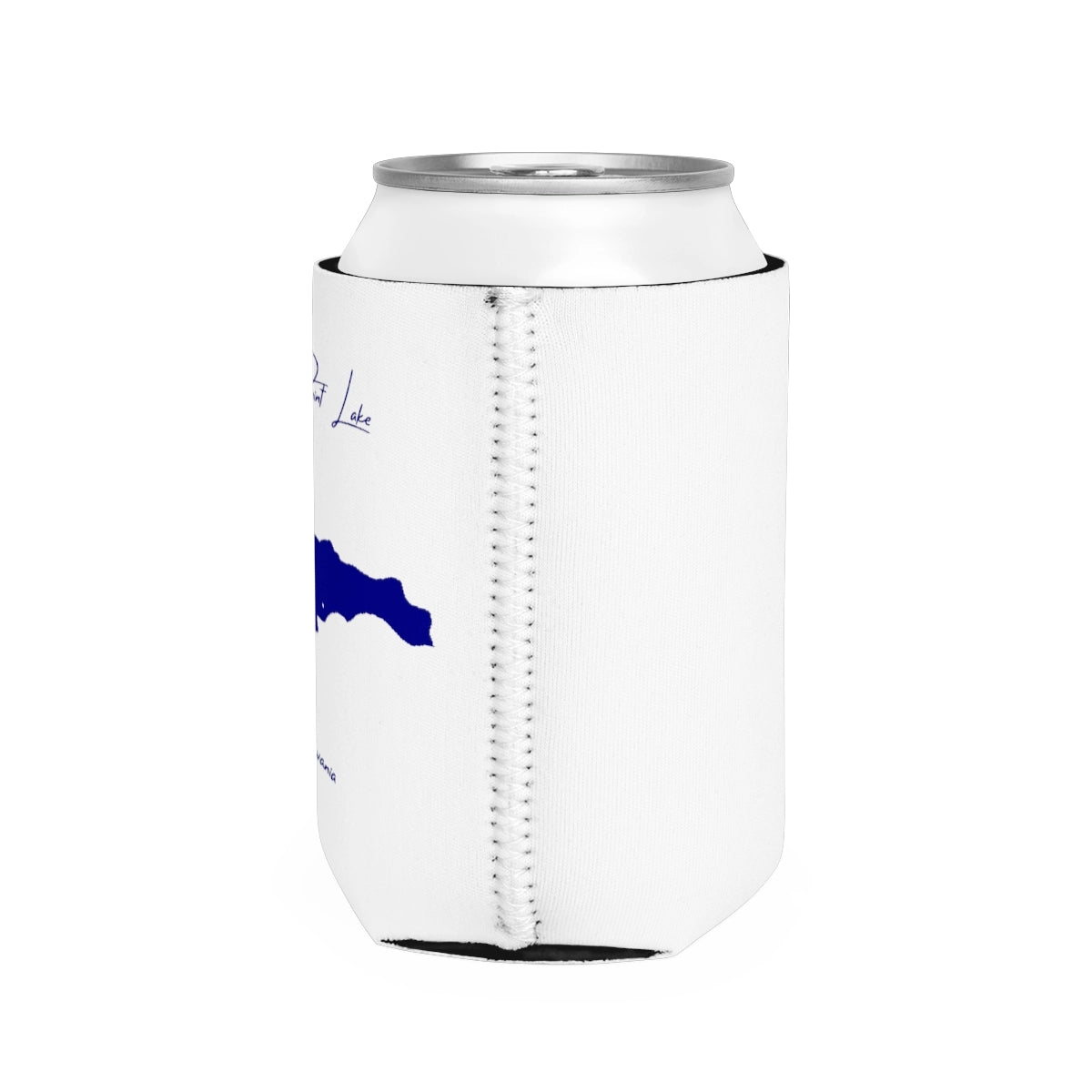 Pennsylvania  High  Point  Lake  Can  Koozie  all  position  view  from  right  white.webp