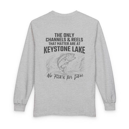 Pennsylvania  Keystone  Lake  Long  Sleeve  Fishing  T-shirt  back  position  view  from  back  sport  grey.webp
