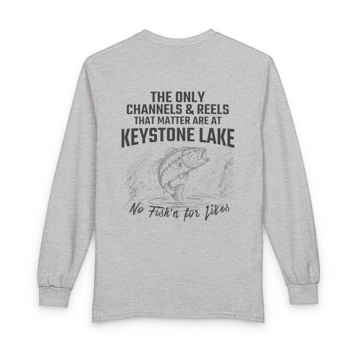Pennsylvania  Keystone  Lake  Long  Sleeve  Fishing  T-shirt  back  position  view  from  back  sport  grey.webp