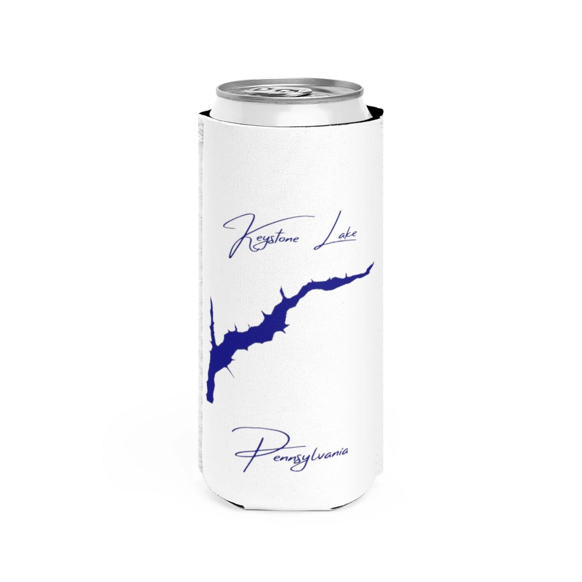 Pennsylvania  Keystone  Lake  Slim  Can  Koozie  front  position  view  from  front  white.webp
