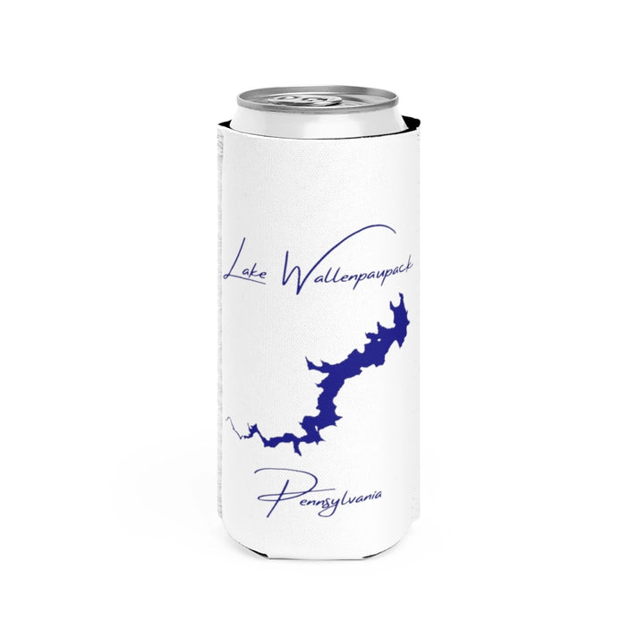 Pennsylvania  Lake  Wallenpaupack  Slim  Can  Koozie  front  position  view  from  front  white.webp