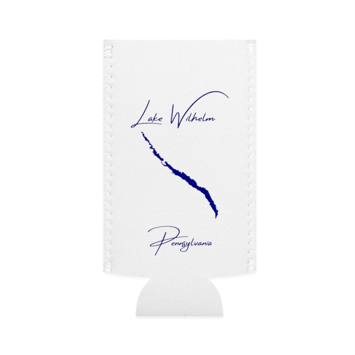 Pennsylvania  Lake  Wilhelm  Slim  Can  Koozie  front  position  view  from  flat-front  white.webp