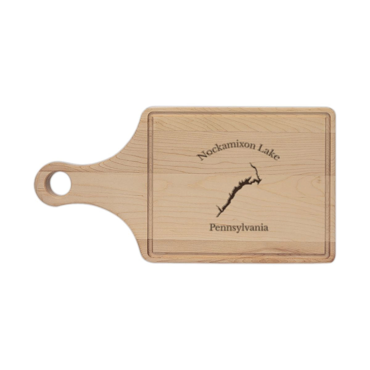 Pennsylvania  Nockamixon  Lake  Engraved  Cutting  Board  front  position  view  from  front  maple.webp