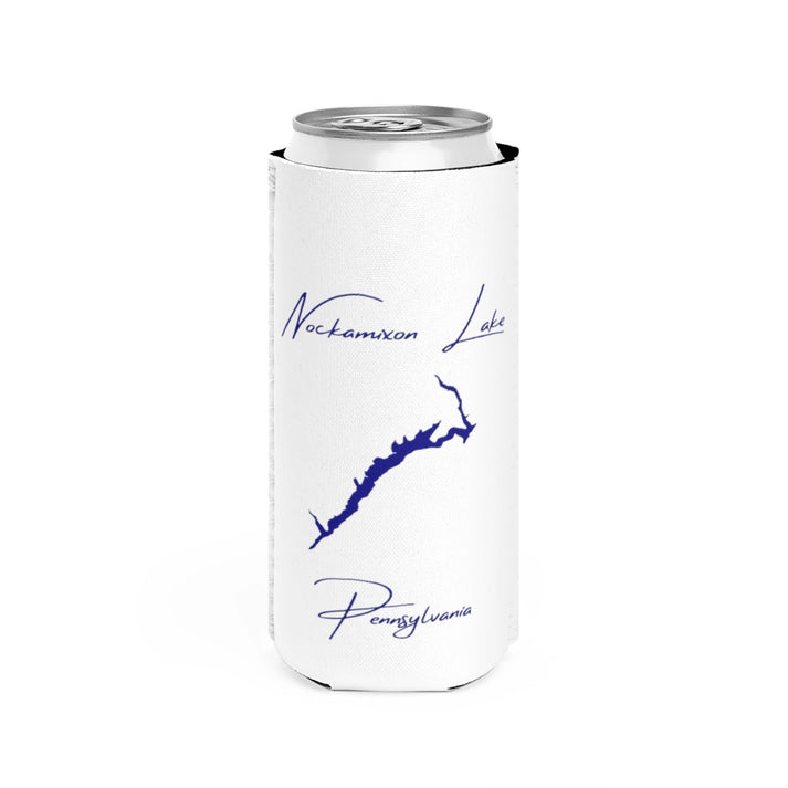 Pennsylvania  Nockamixon  Lake  Slim  Can  Koozie  front  position  view  from  front  white.webp
