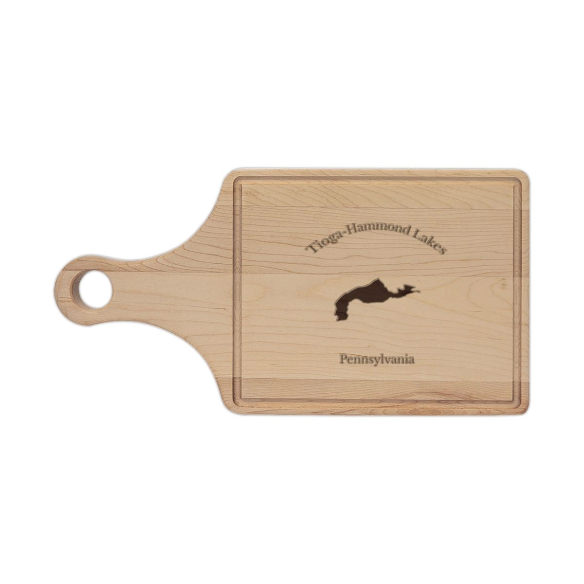 Pennsylvania  Tioga-Hammond  Lakes  Engraved  Cutting  Board  front  position  view  from  front  maple.webp