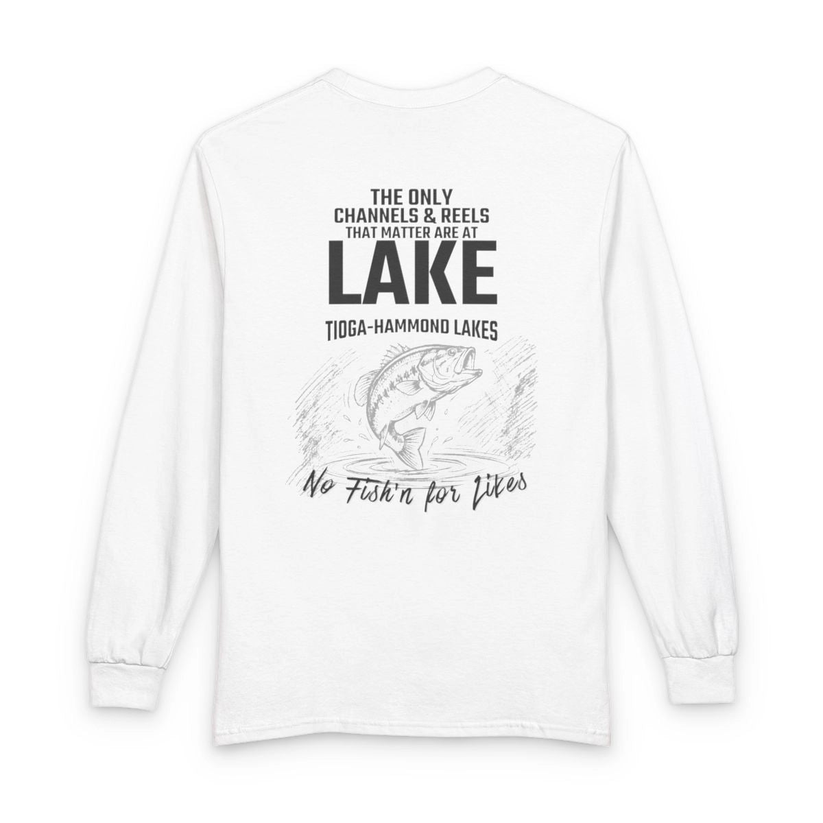 Pennsylvania  Tioga-Hammond  Lakes  Long  Sleeve  Fishing  T-shirt  back  position  view  from  back  white.webp