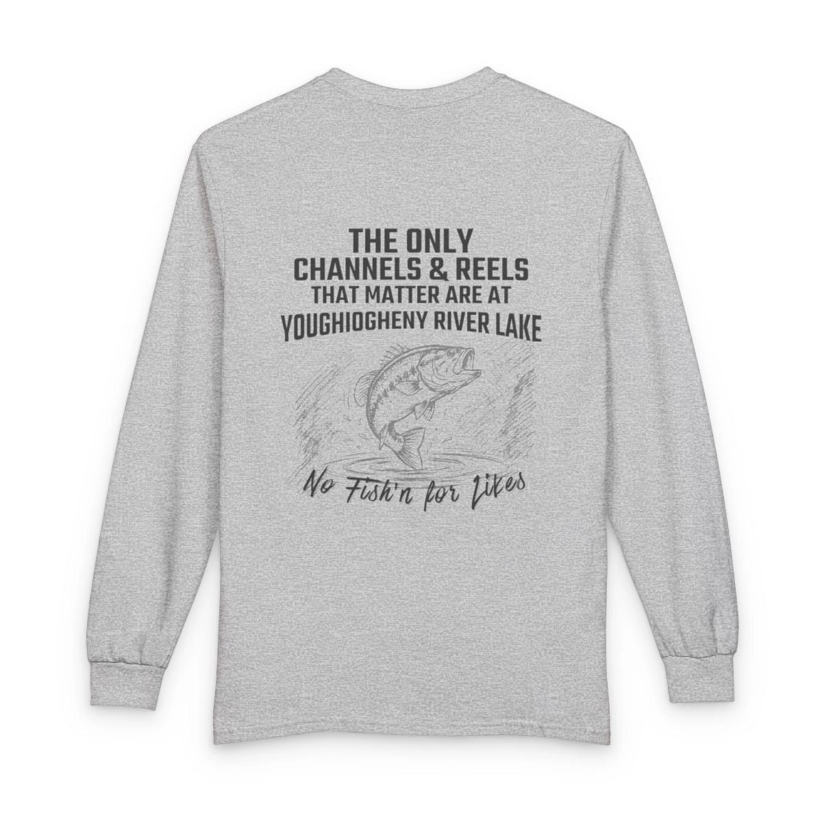 Pennsylvania  Youghiogheny  River  Lake  Long  Sleeve  Fishing  T-shirt  back  position  view  from  back  sport  grey.webp