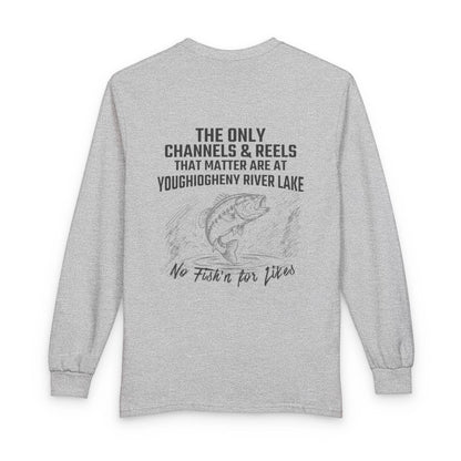 Pennsylvania  Youghiogheny  River  Lake  Long  Sleeve  Fishing  T-shirt  back  position  view  from  back  sport  grey.webp
