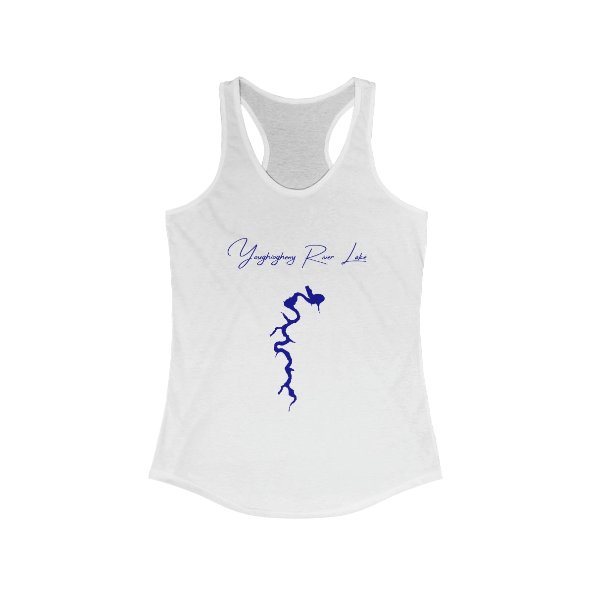 Pennsylvania  Youghiogheny  River  Lake  Racerback-Tank  front  position  view  from  front  solid  white.webp