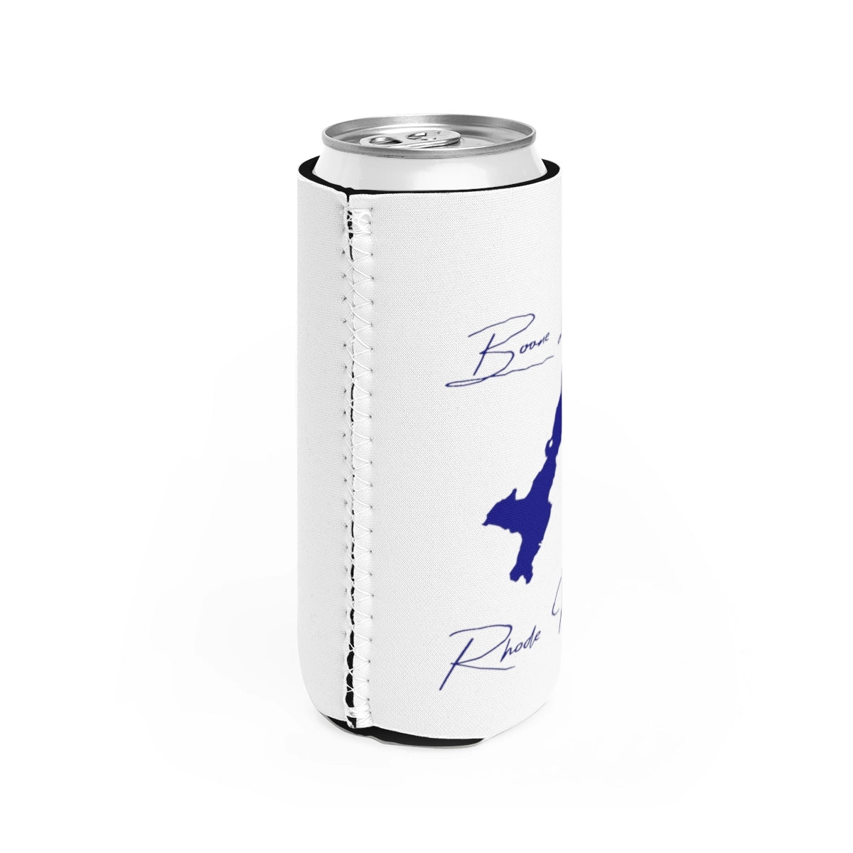Rhode  Island  Boone  Lake  Slim  Can  Koozie  all  position  view  from  right  white.webp