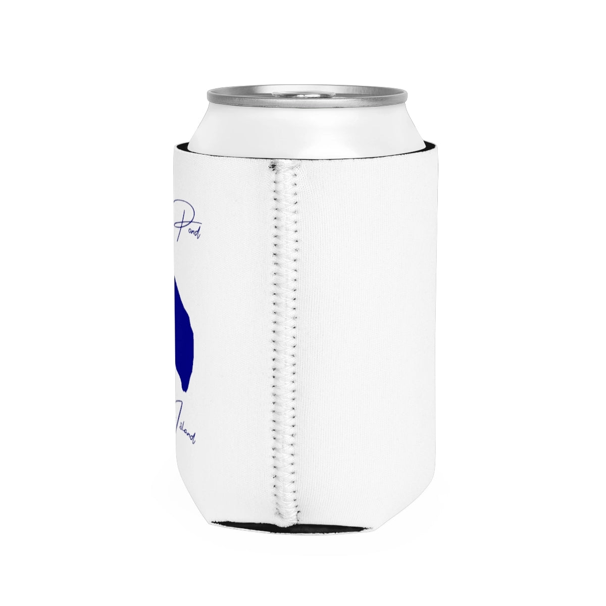 Rhode  Island  Carbuncle  Pond  Can  Koozie  all  position  view  from  right  white.webp