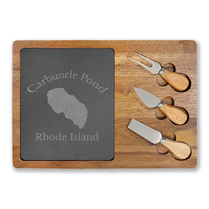 Rhode  Island  Carbuncle  Pond  Engraved  Charcuterie  Board  other  position  view  from  front  13  3  4  x  9  3  4.webp