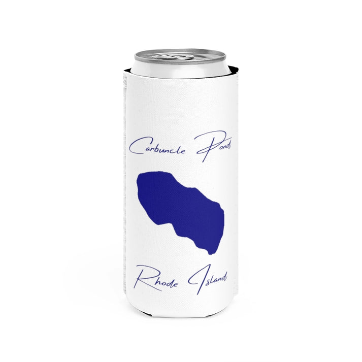Rhode  Island  Carbuncle  Pond  Slim  Can  Koozie  front  position  view  from  front  white.webp