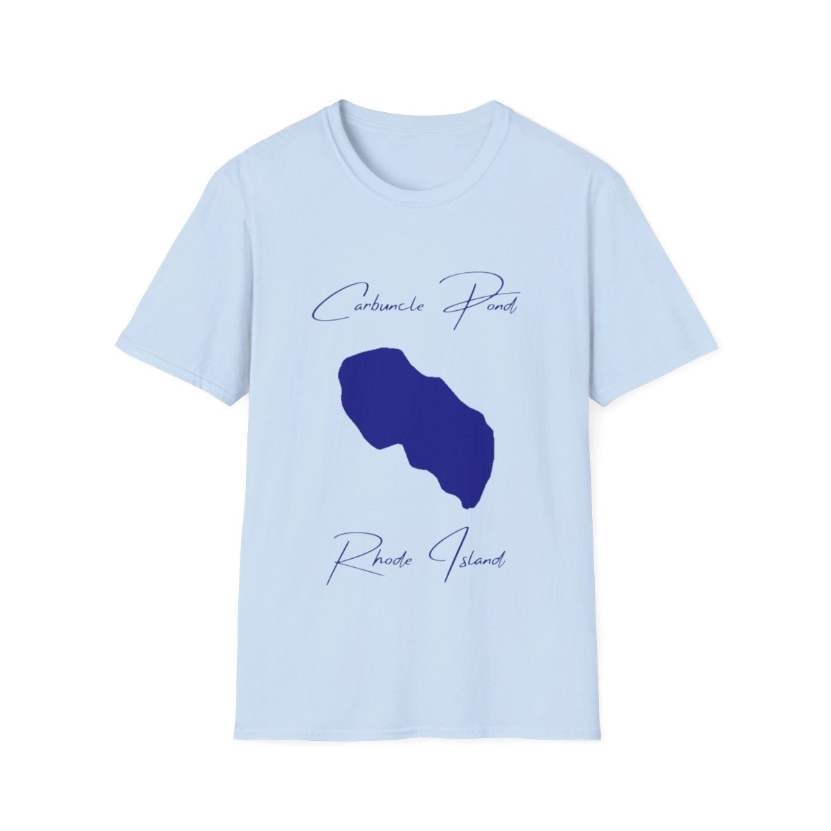 Rhode  Island  Carbuncle  Pond  T-shirt  front  position  view  from  front  light  blue.webp