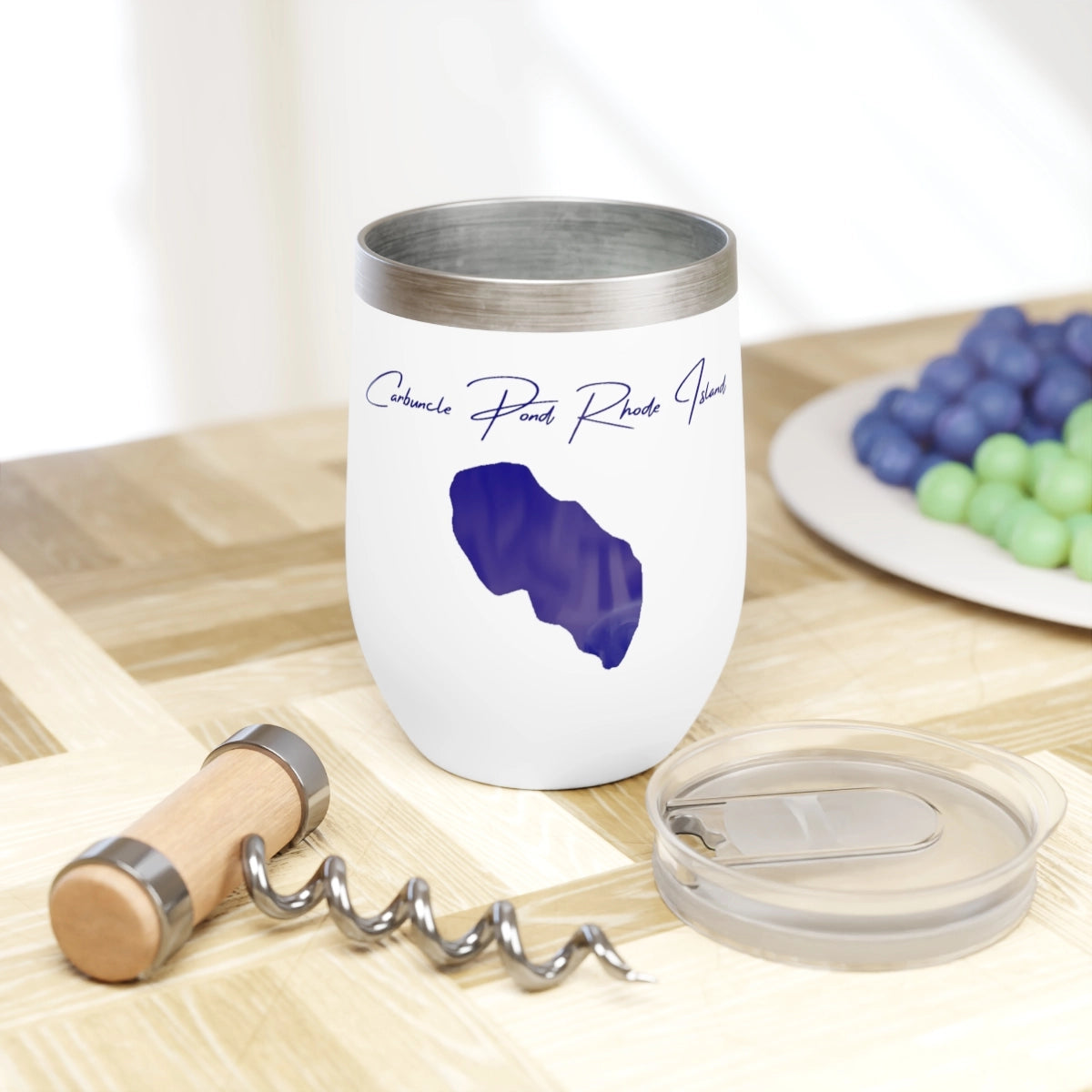 Rhode  Island  Carbuncle  Pond  Wine  Tumbler  other  position  view  from  context  white.webp