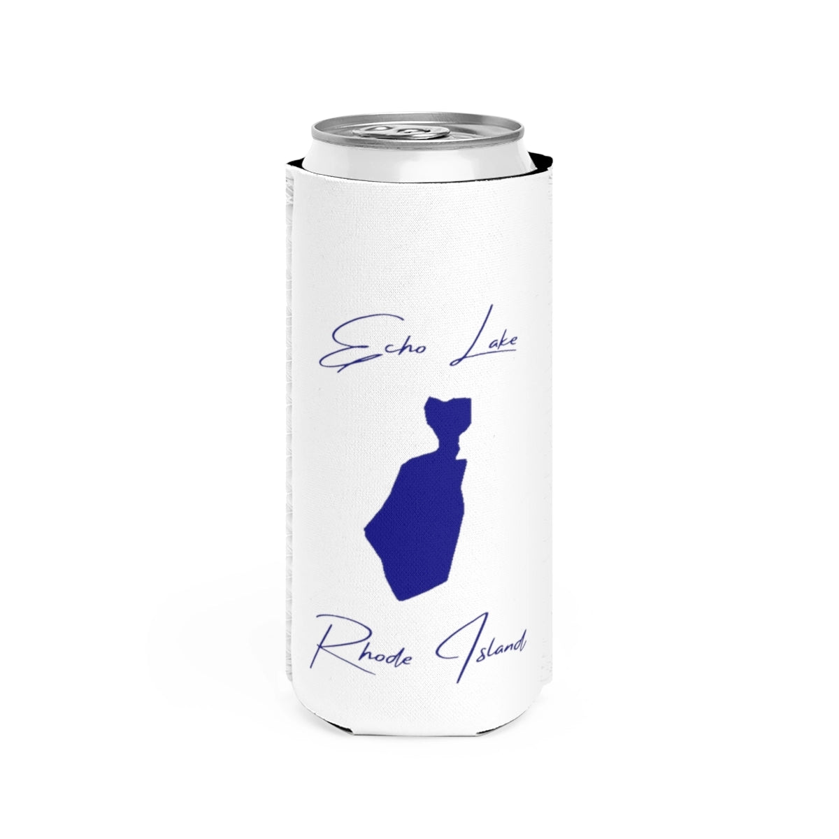 Rhode  Island  Echo  Lake  Slim  Can  Koozie  front  position  view  from  front  white.webp
