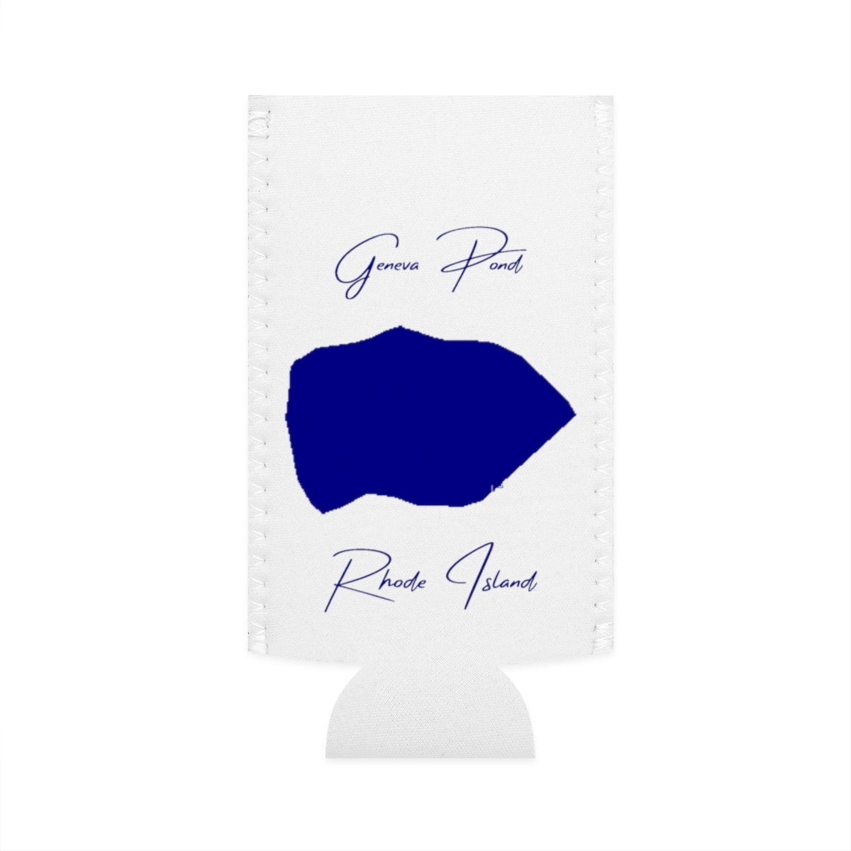 Rhode  Island  Geneva  Pond  Slim  Can  Koozie  front  position  view  from  flat-front  white.webp