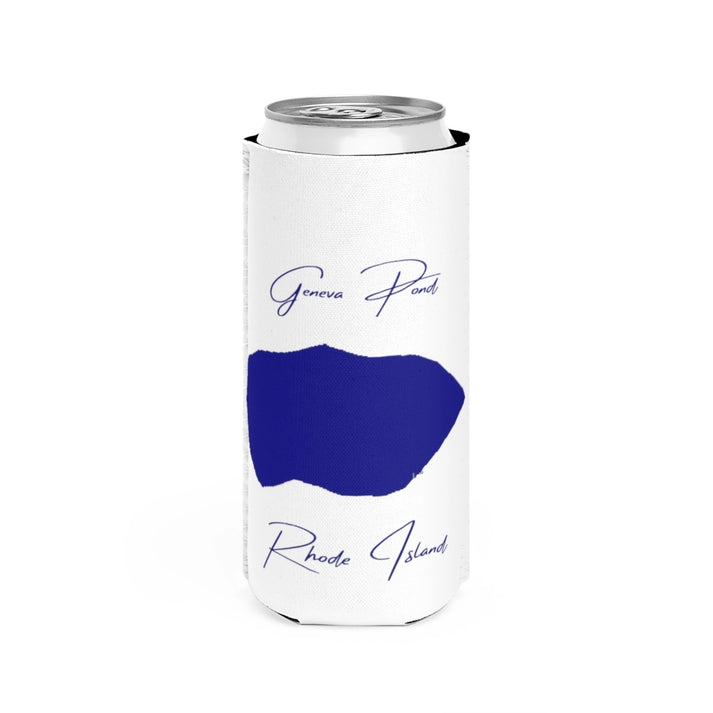 Rhode  Island  Geneva  Pond  Slim  Can  Koozie  front  position  view  from  front  white.webp