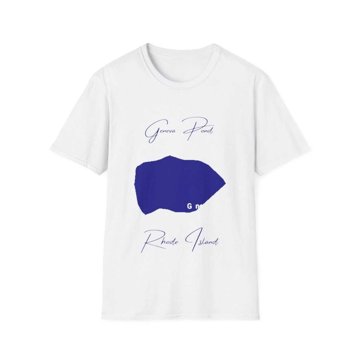 Rhode  Island  Geneva  Pond  T-shirt  front  position  view  from  front  white.webp