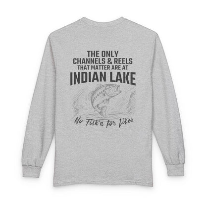 Rhode  Island  Indian  Lake  Long  Sleeve  Fishing  T-shirt  back  position  view  from  back  sport  grey.webp