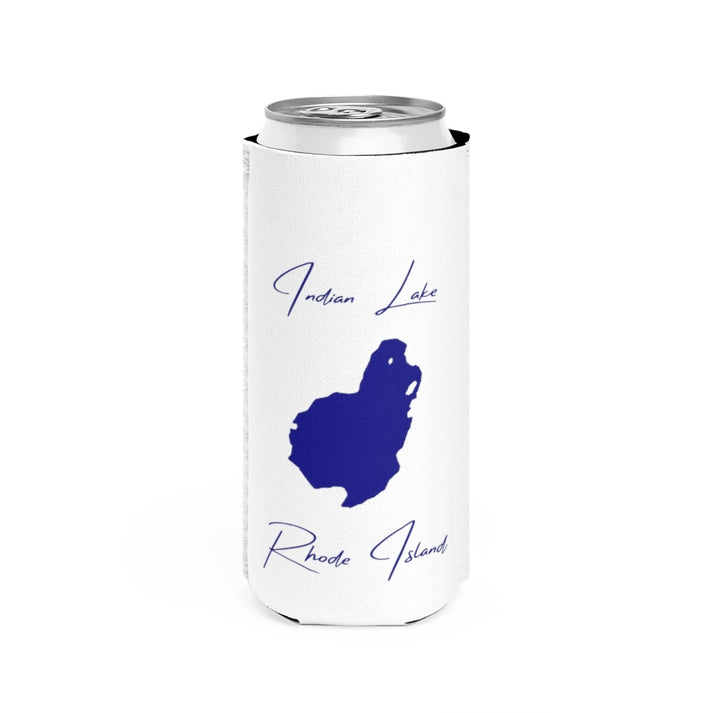 Rhode  Island  Indian  Lake  Slim  Can  Koozie  front  position  view  from  front  white.webp