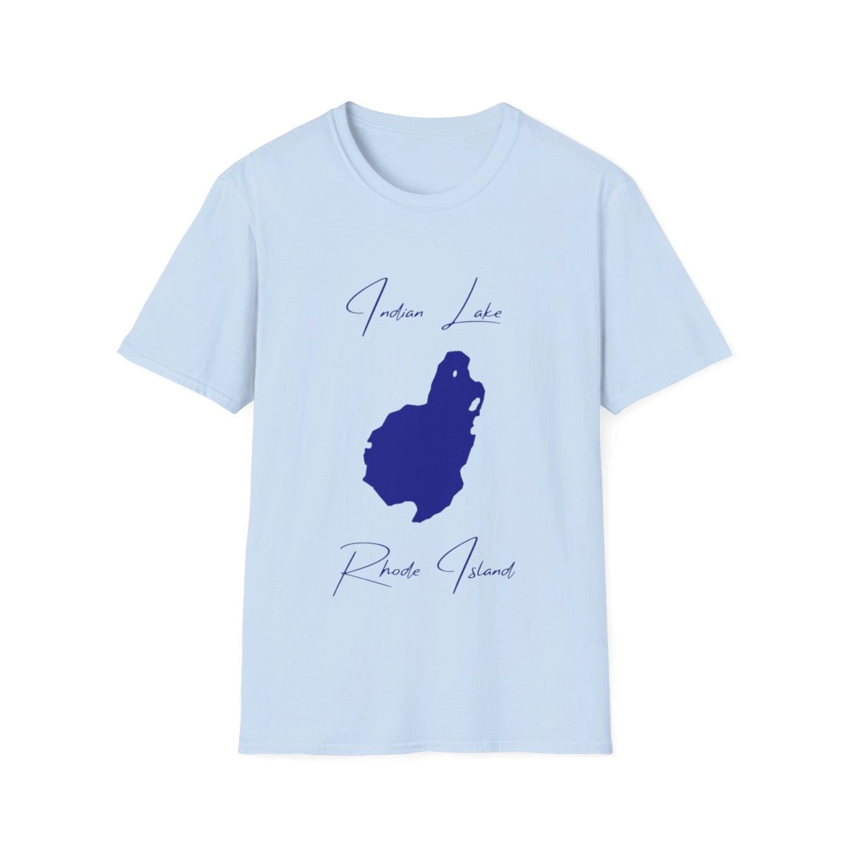 Rhode  Island  Indian  Lake  T-shirt  front  position  view  from  front  light  blue.webp