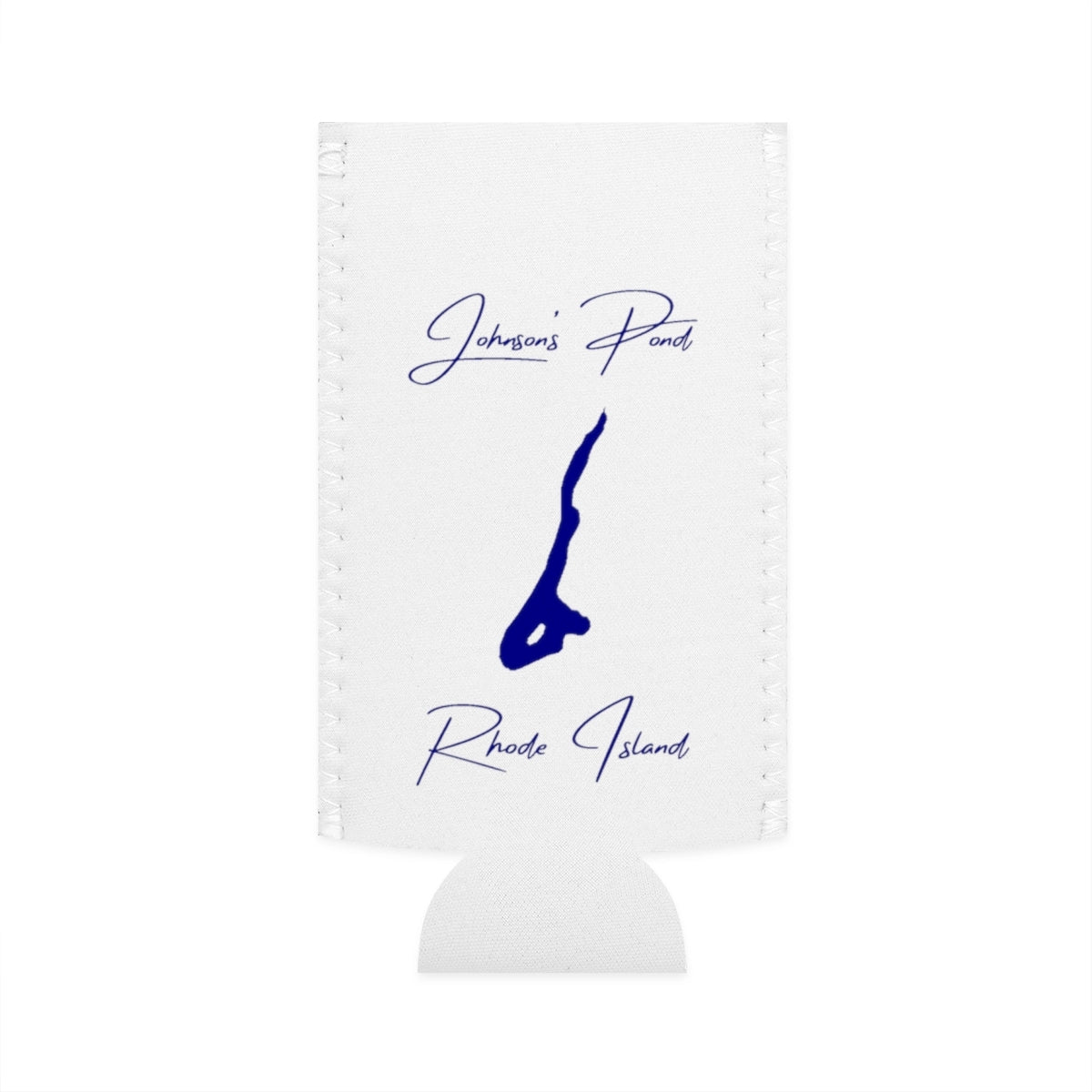 Rhode  Island  Johnson's  Pond  Slim  Can  Koozie  front  position  view  from  flat-front  white.webp