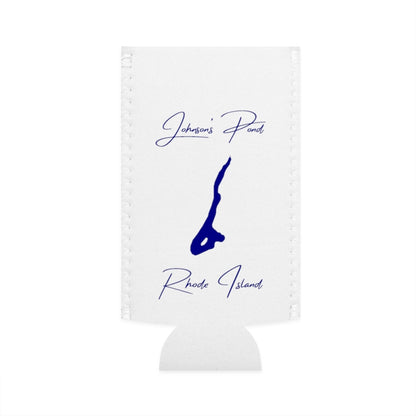 Rhode  Island  Johnson's  Pond  Slim  Can  Koozie  front  position  view  from  flat-front  white.webp