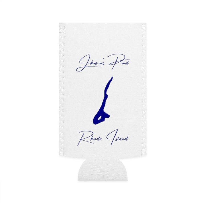 Rhode  Island  Johnson's  Pond  Slim  Can  Koozie  front  position  view  from  flat-front  white.webp