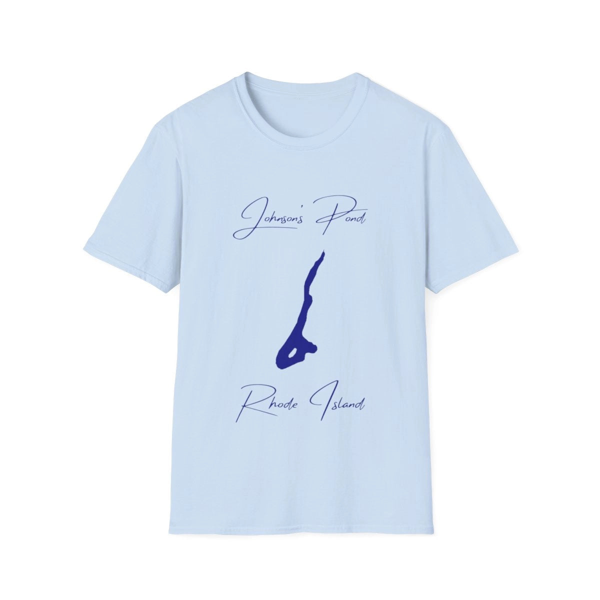 Rhode  Island  Johnson's  Pond  T-shirt  front  position  view  from  front  light  blue.webp