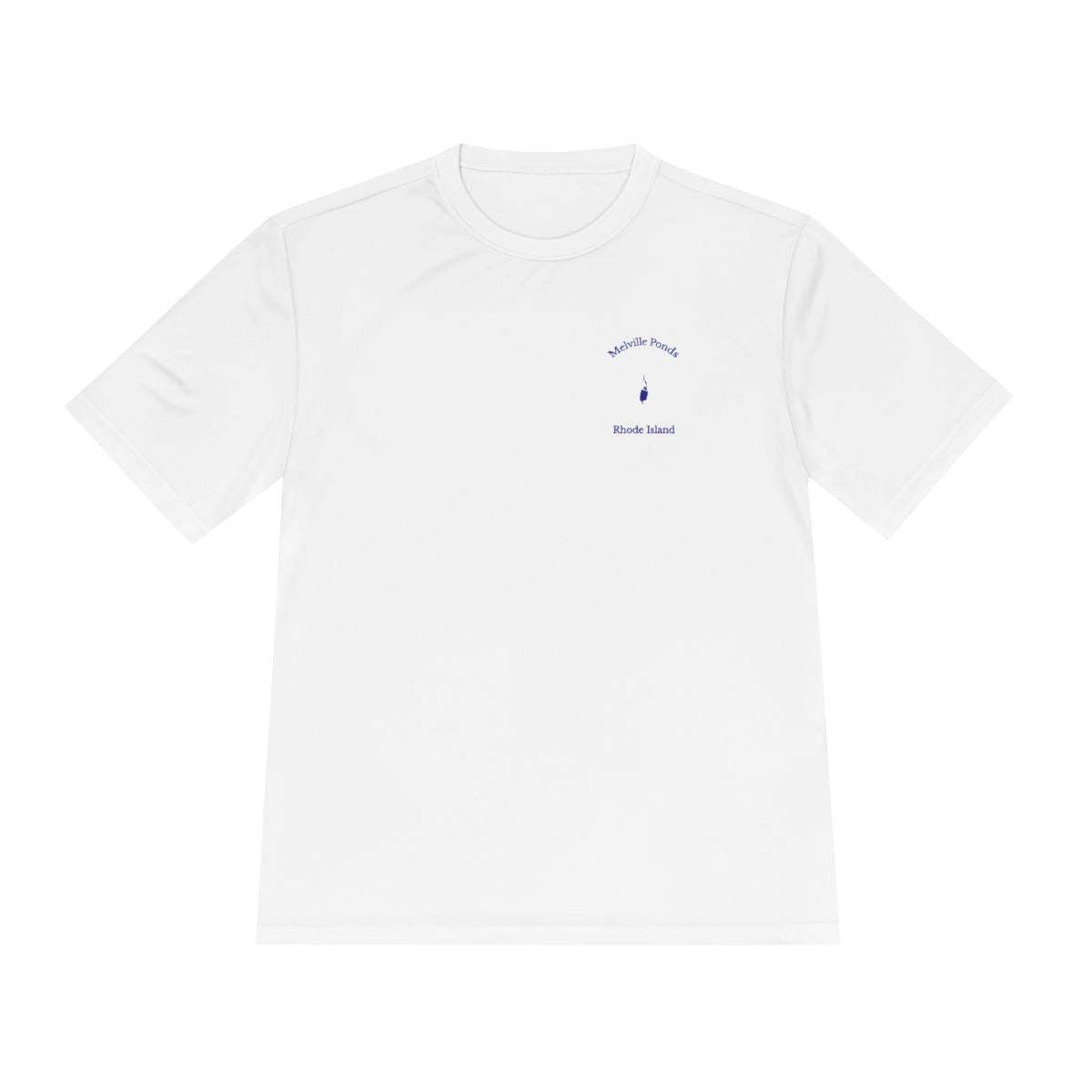 Rhode  Island  Melville  Ponds  Moisture  Wicking  Tee  front  position  view  from  front  white.webp