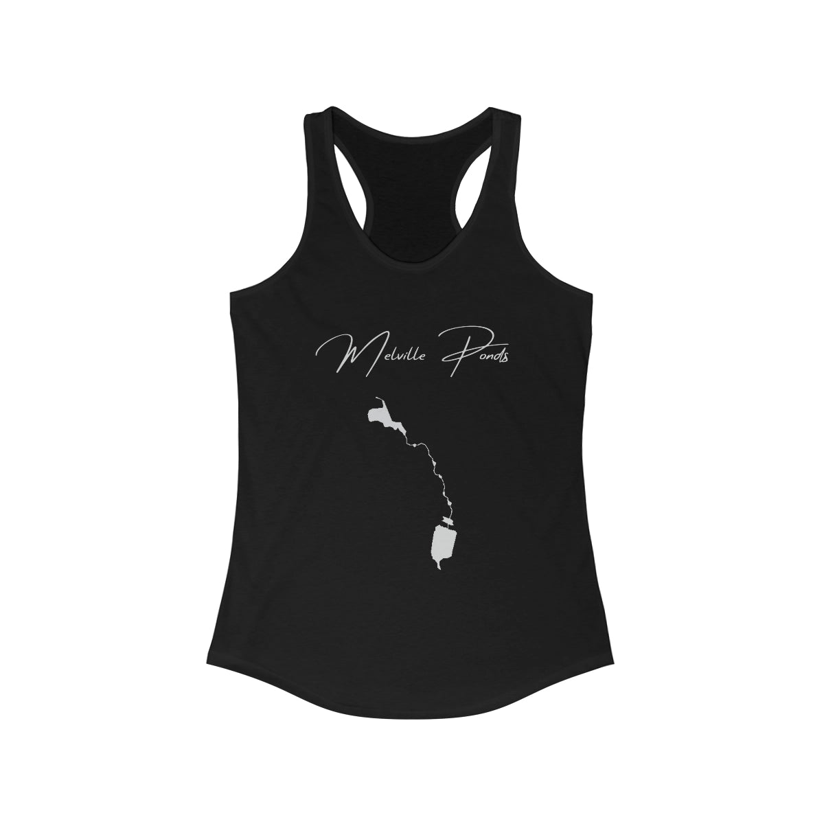 Rhode  Island  Melville  Ponds  Racerback-Tank  front  position  view  from  front  solid  black.webp