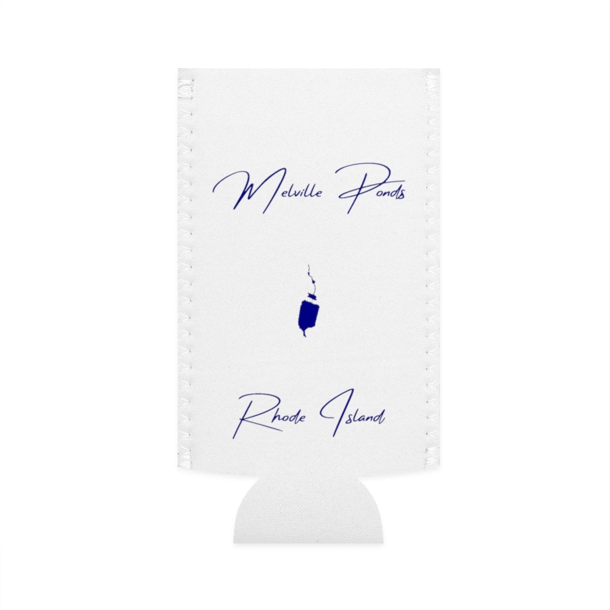 Rhode  Island  Melville  Ponds  Slim  Can  Koozie  front  position  view  from  flat-front  white.webp