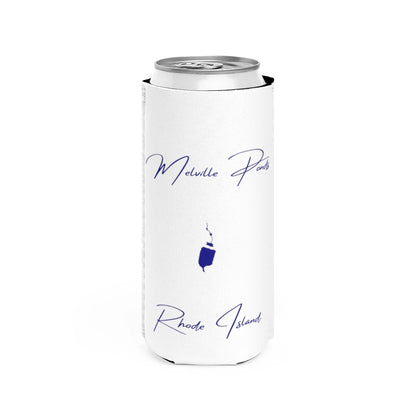 Rhode  Island  Melville  Ponds  Slim  Can  Koozie  front  position  view  from  front  white.webp