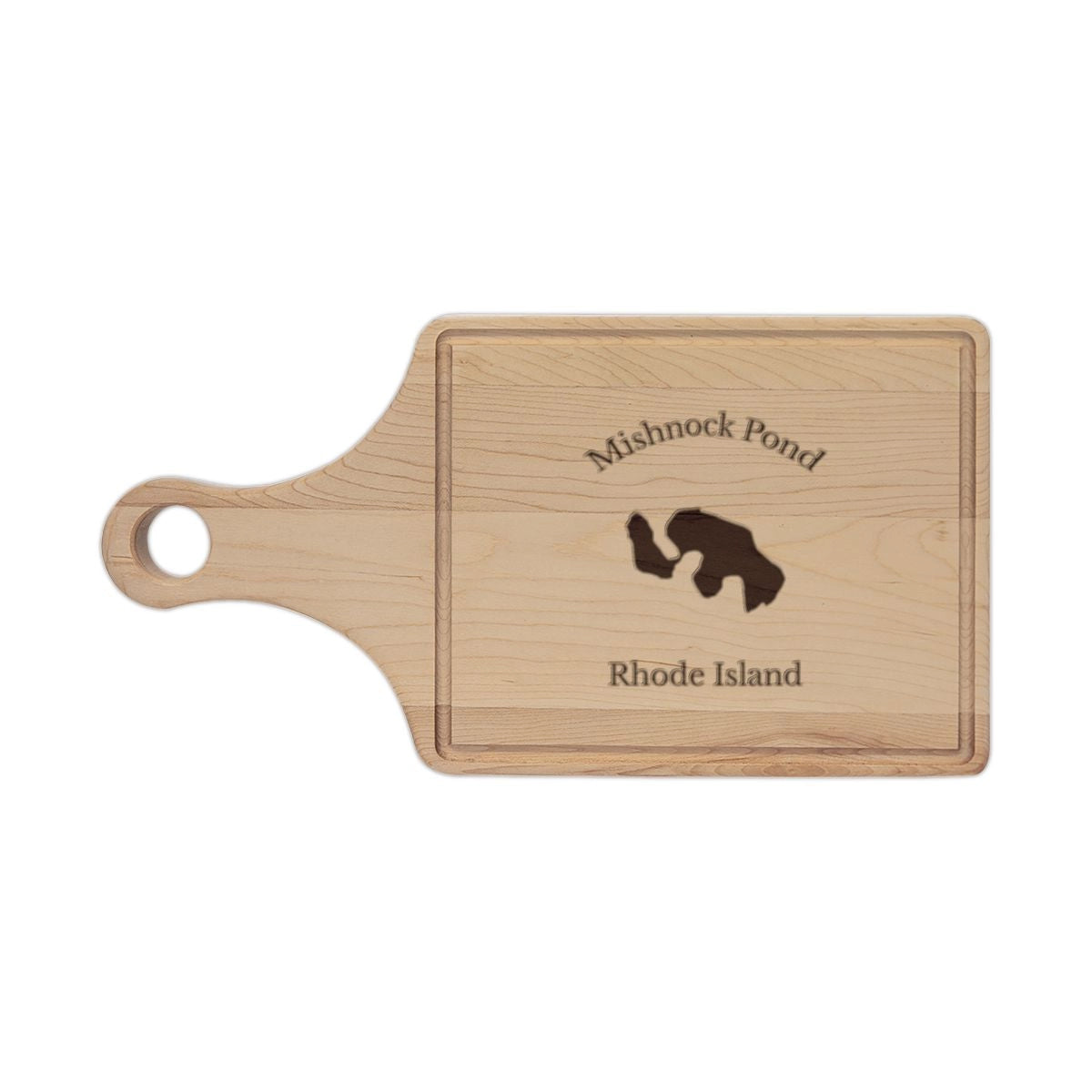 Rhode  Island  Mishnock  Pond  Engraved  Cutting  Board  front  position  view  from  front  maple.webp