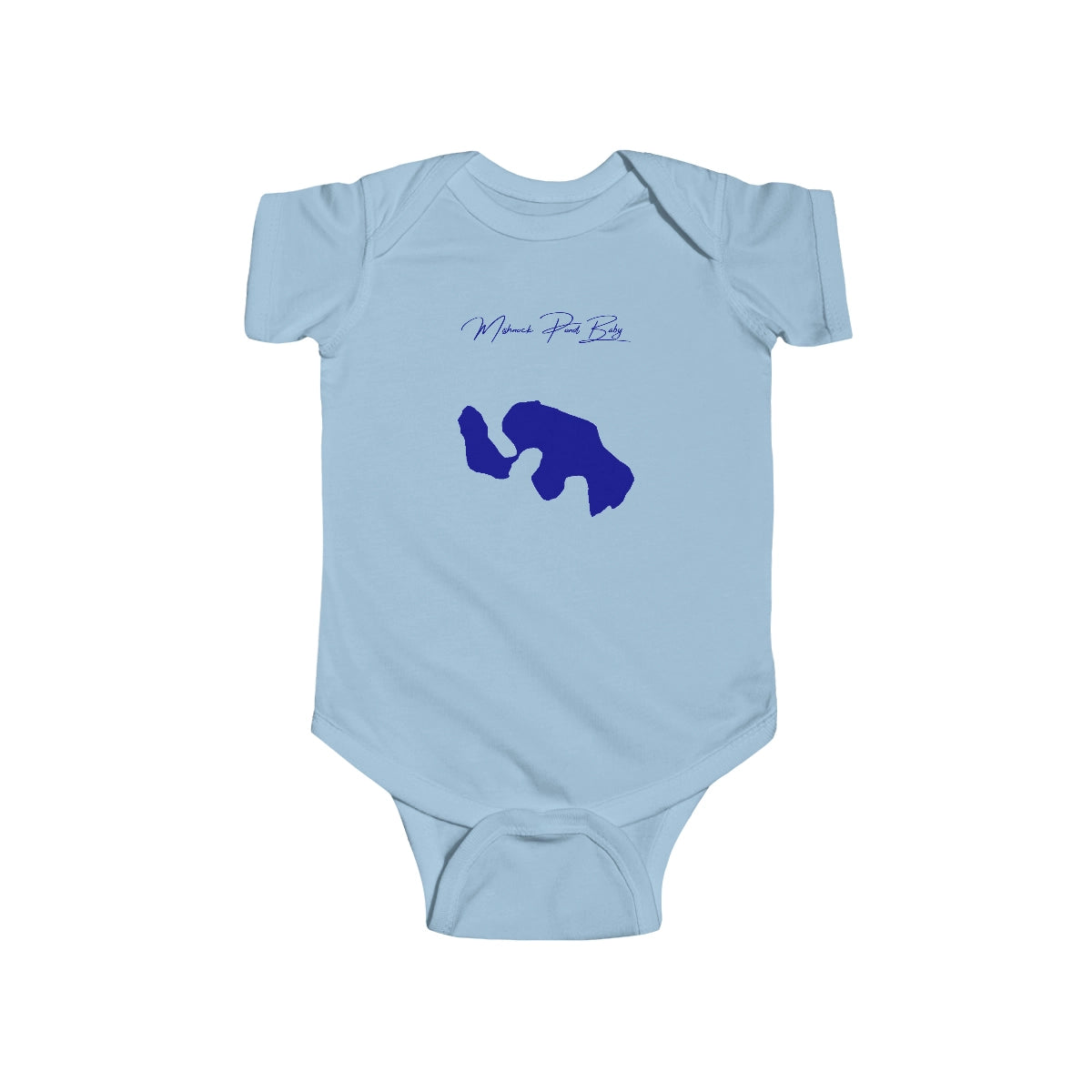 Rhode  Island  Mishnock  Pond  Onesie  front  position  view  from  front  light  blue.webp