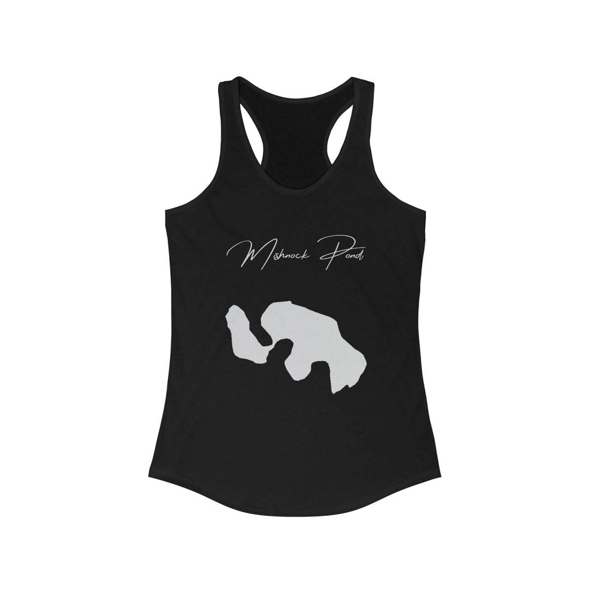 Rhode  Island  Mishnock  Pond  Racerback-Tank  front  position  view  from  front  solid  black.webp