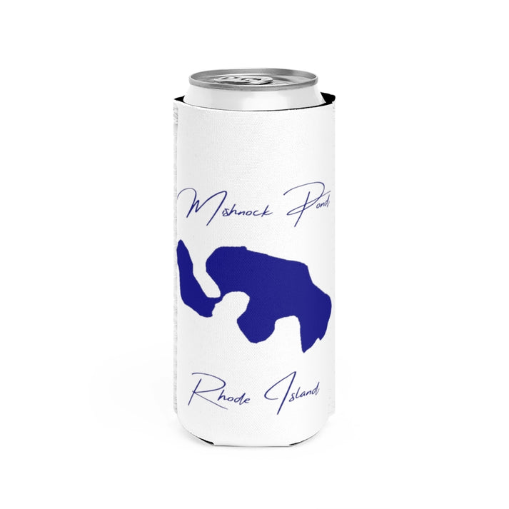 Rhode  Island  Mishnock  Pond  Slim  Can  Koozie  front  position  view  from  front  white.webp