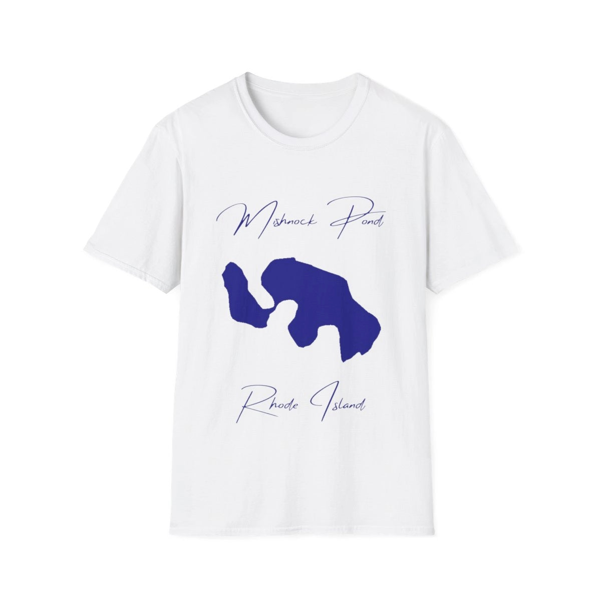 Rhode  Island  Mishnock  Pond  T-shirt  front  position  view  from  front  white.webp