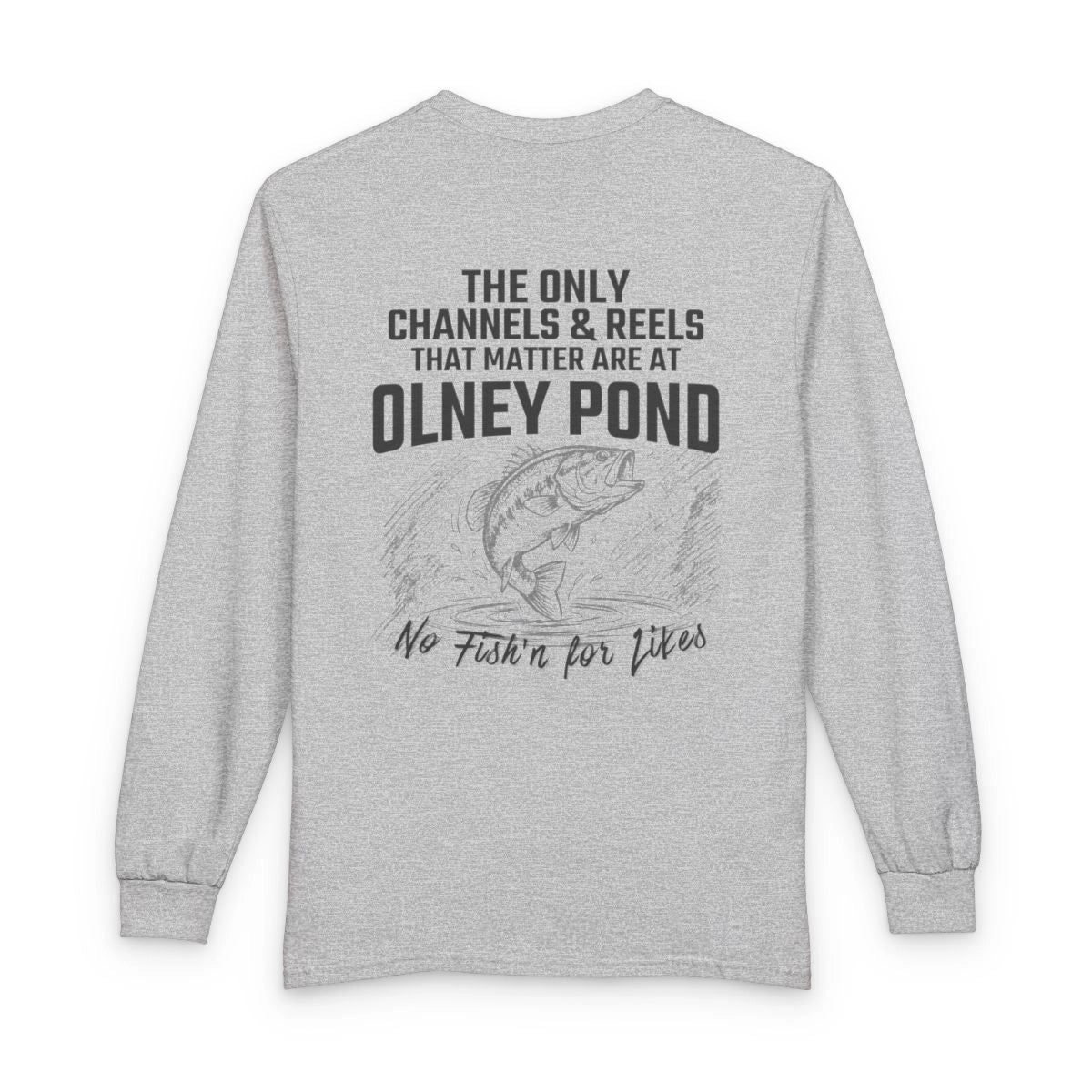 Rhode  Island  Olney  Pond  Long  Sleeve  Fishing  T-shirt  back  position  view  from  back  sport  grey.webp