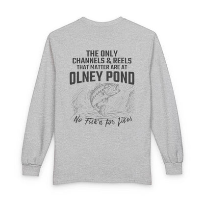 Rhode  Island  Olney  Pond  Long  Sleeve  Fishing  T-shirt  back  position  view  from  back  sport  grey.webp