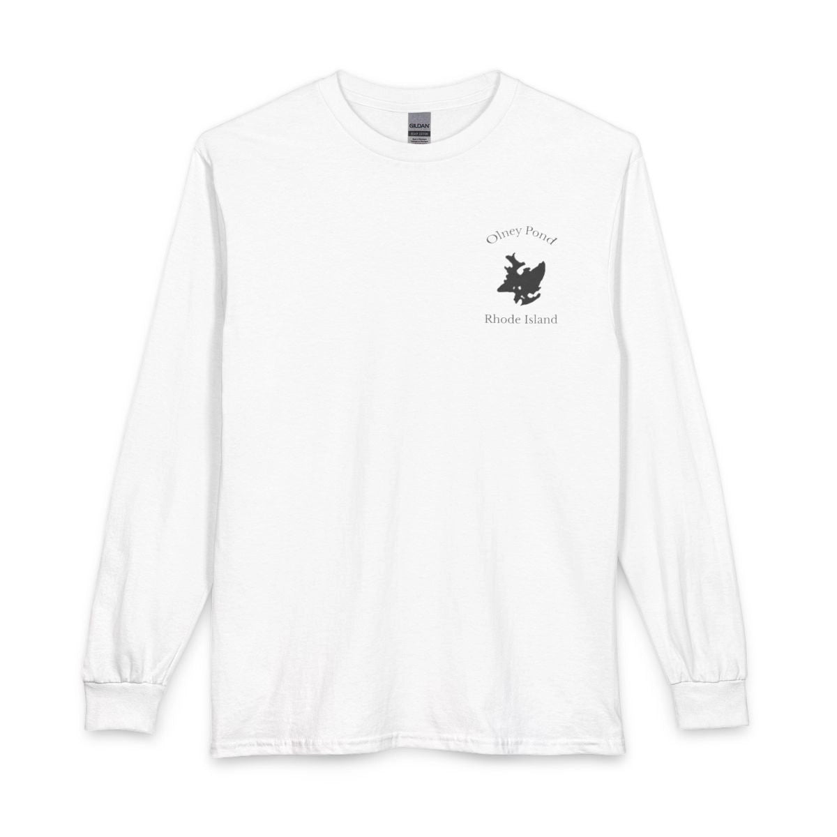 Rhode  Island  Olney  Pond  Long  Sleeve  Fishing  T-shirt  front  position  view  from  front  white.webp