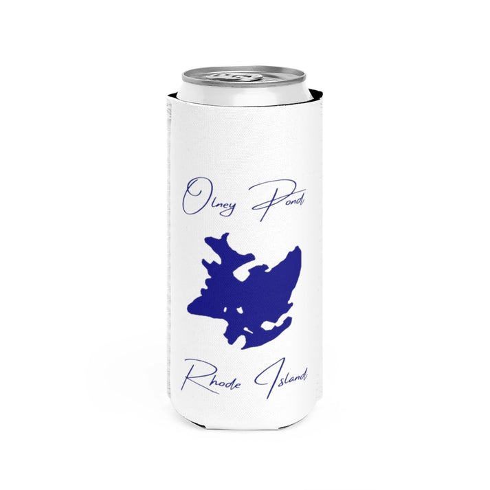 Rhode  Island  Olney  Pond  Slim  Can  Koozie  front  position  view  from  front  white.webp