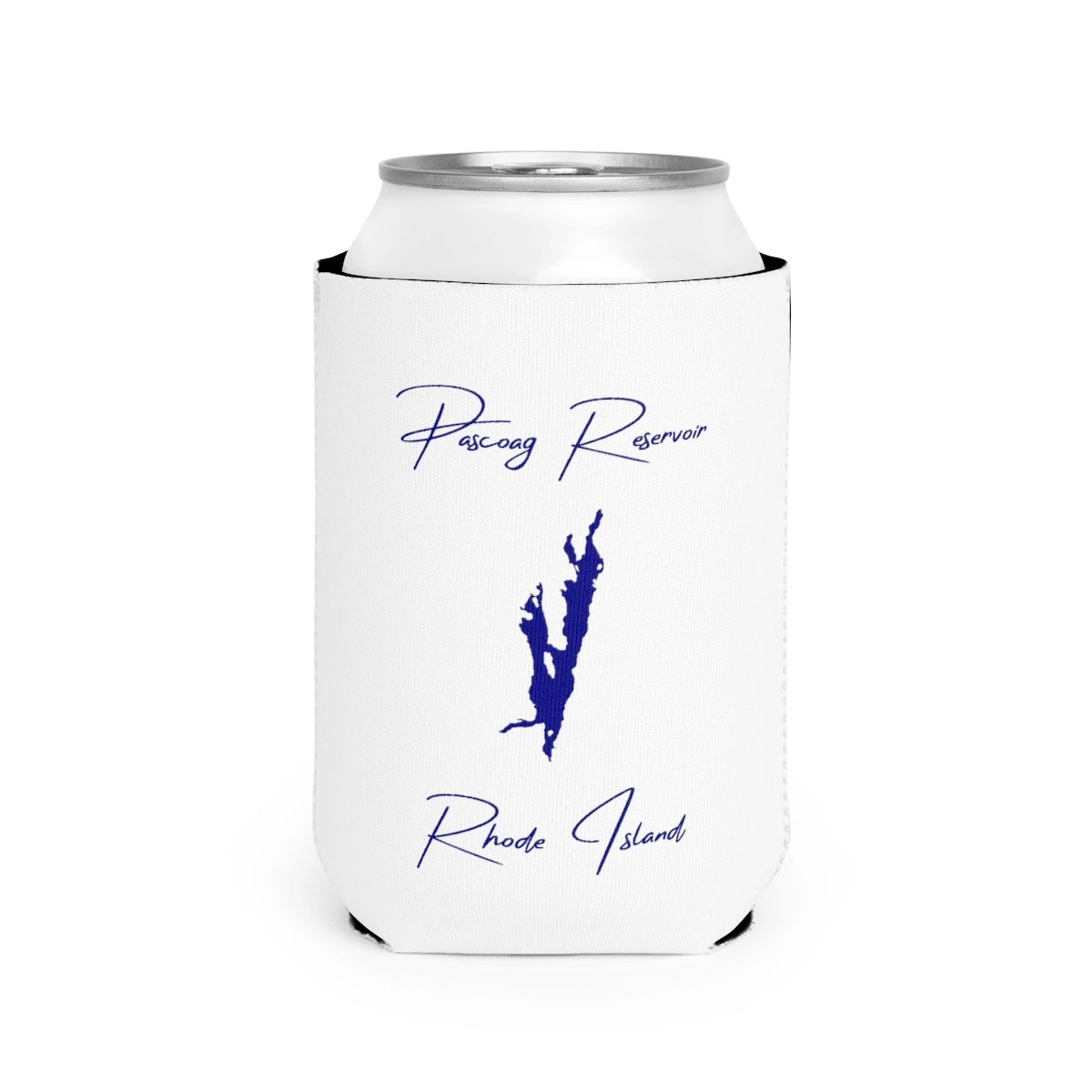 Rhode  Island  Pascoag  Reservoir  Can  Koozie  front  position  view  from  front-2  white.webp