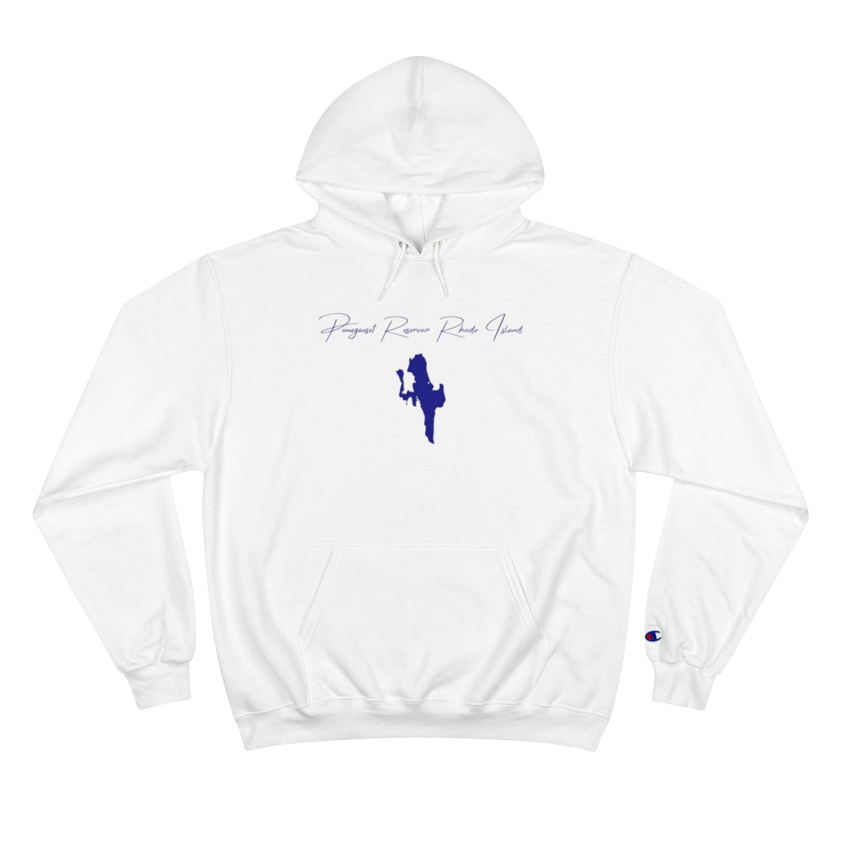 Rhode  Island  Ponaganset  Reservoir  Hoodie  front  position  view  from  front  white.webp