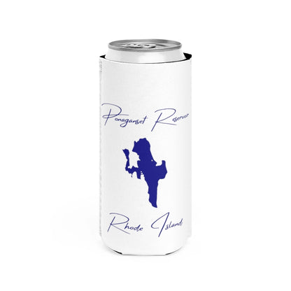 Rhode  Island  Ponaganset  Reservoir  Slim  Can  Koozie  front  position  view  from  front  white.webp