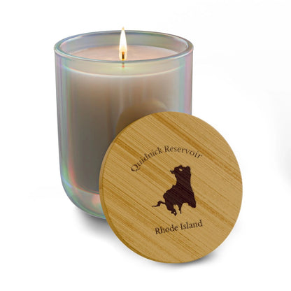 Rhode  Island  Quidnick  Reservoir  Engraved  Candle  other  position  view  from  front  opal  iris.webp