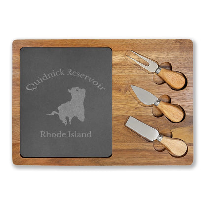 Rhode  Island  Quidnick  Reservoir  Engraved  Charcuterie  Board  other  position  view  from  front  13  3  4  x  9  3  4.webp