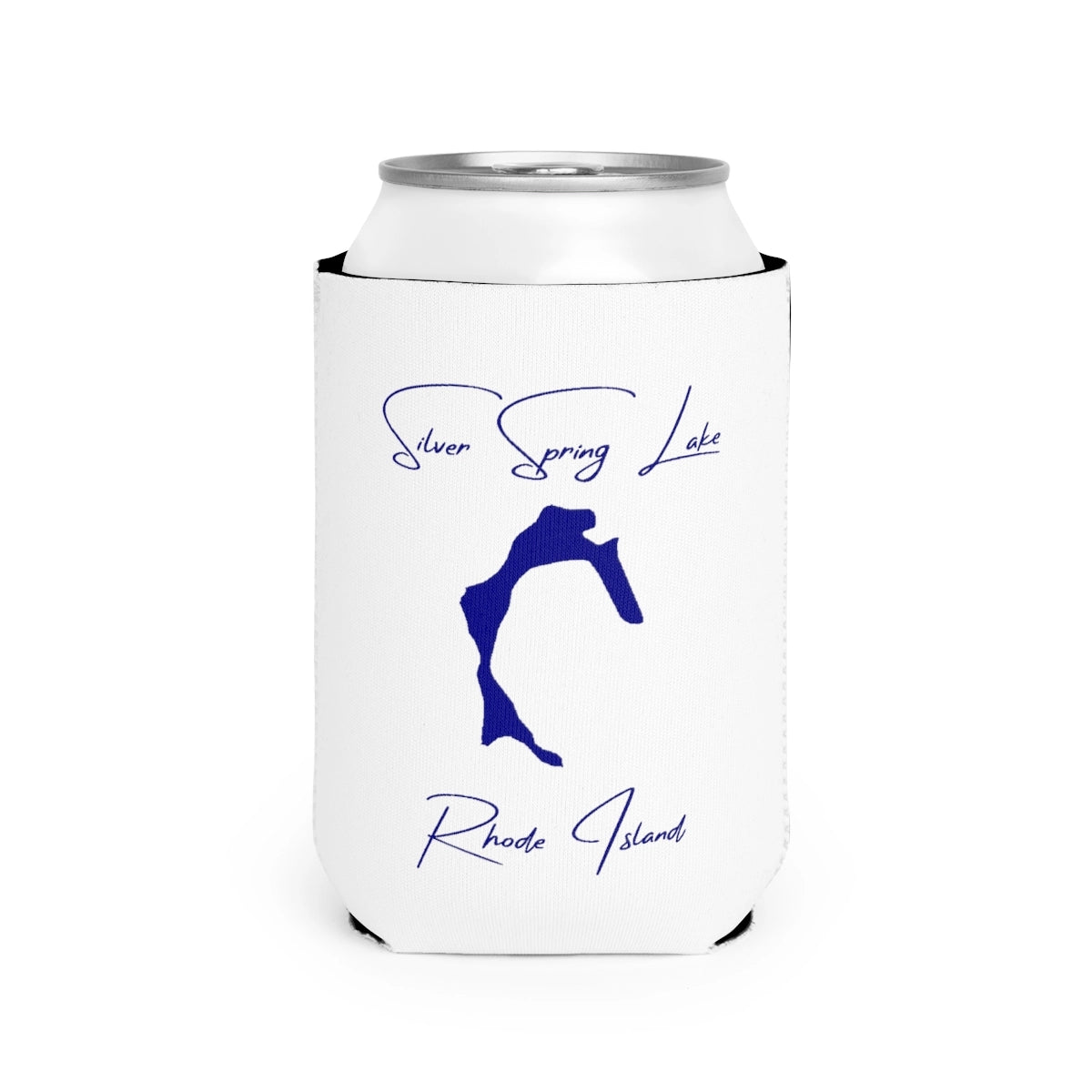 Rhode  Island  Silver  Spring  Lake  Can  Koozie  front  position  view  from  front-2  white.webp
